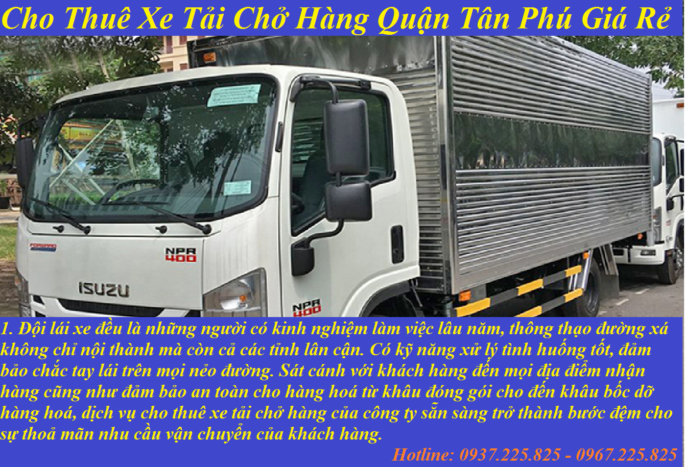 Xe tải chở hàng quận Tân Phú