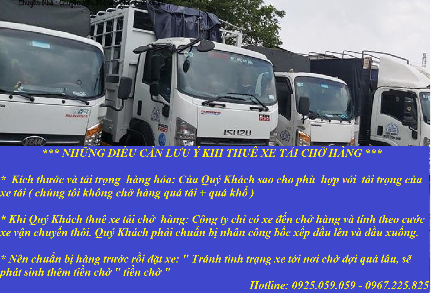Các vấn đề cần lưu ý khi thuê xe tải chở hàng
